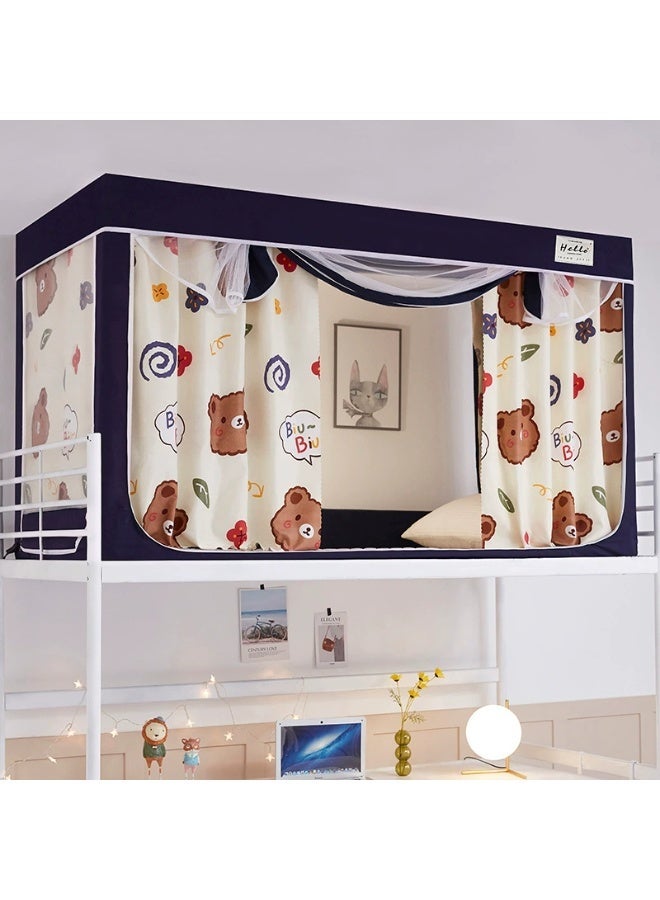 واي آند دي عتيم على المرسى العلوي Bunk Bed Curtains للنوم غرفة نوم مضاد للضوء زخرفة زميلة الغرفة الخصوصية غطاء المظلة الصورة الخلفية ديكور Backdrop تعتيم الستار 6 لوحات مع أعلى - Image 1